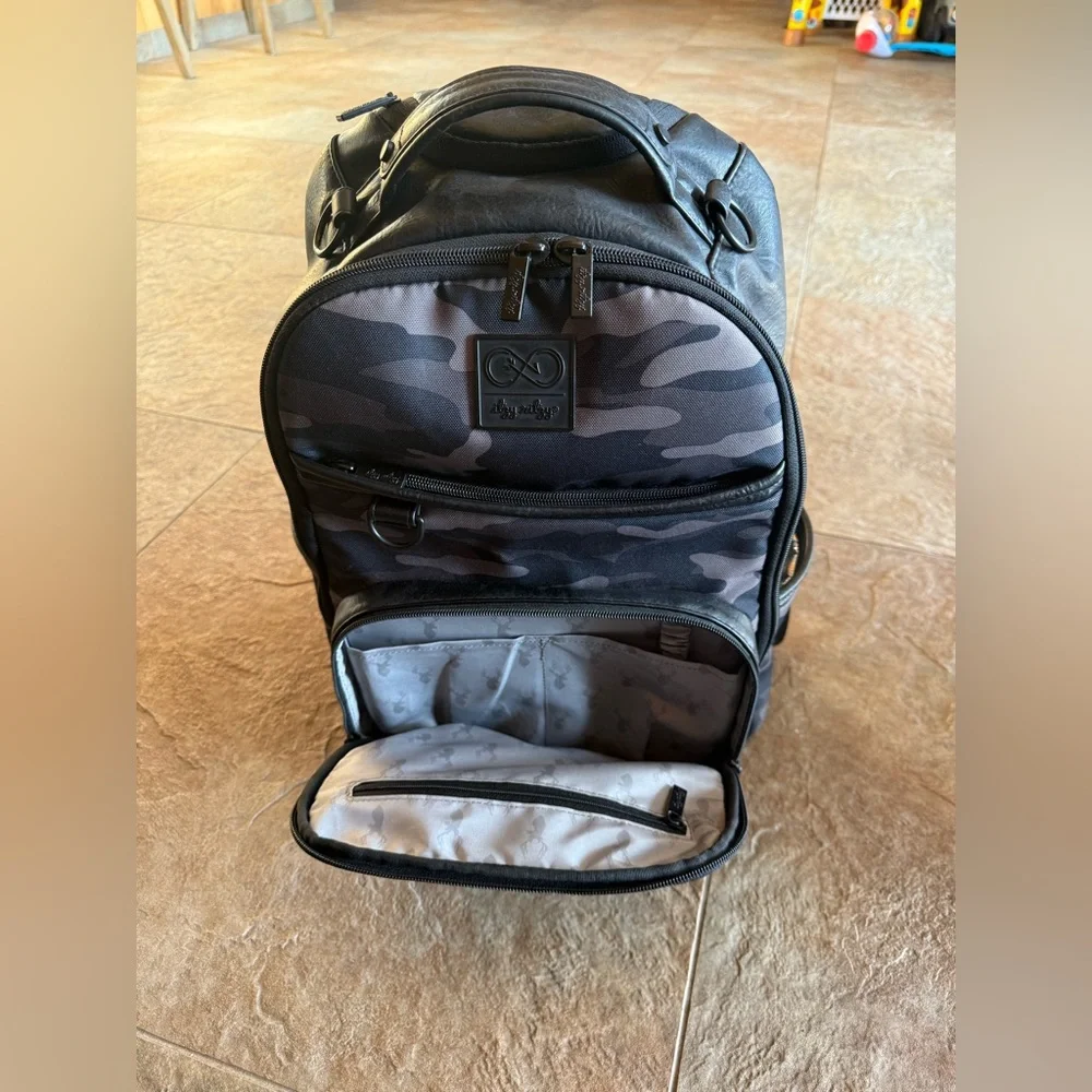 Itzy Ritzy Camo Baby Backpack in Gray and Black